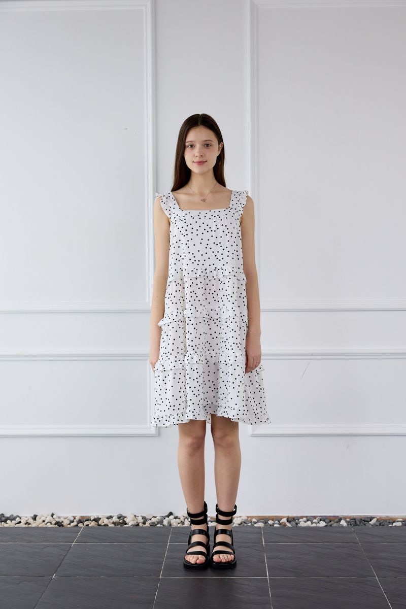 RUFFLED POLKA DOT DRESS