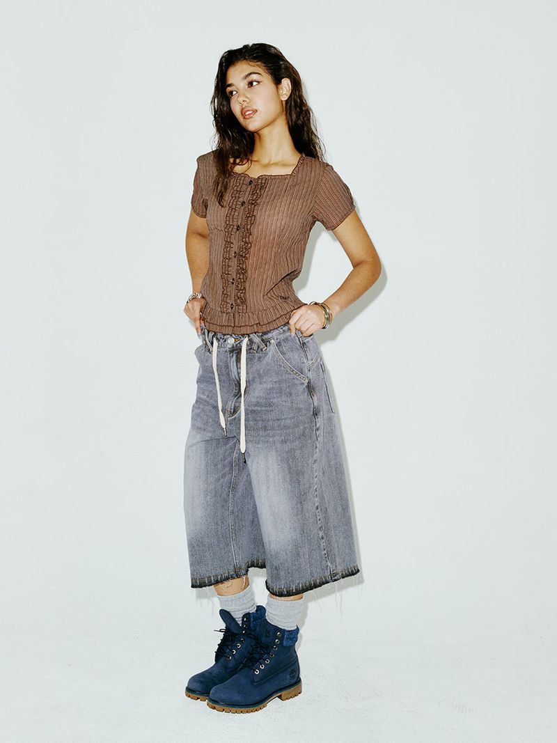 SQUARE BLOUSE BROWN