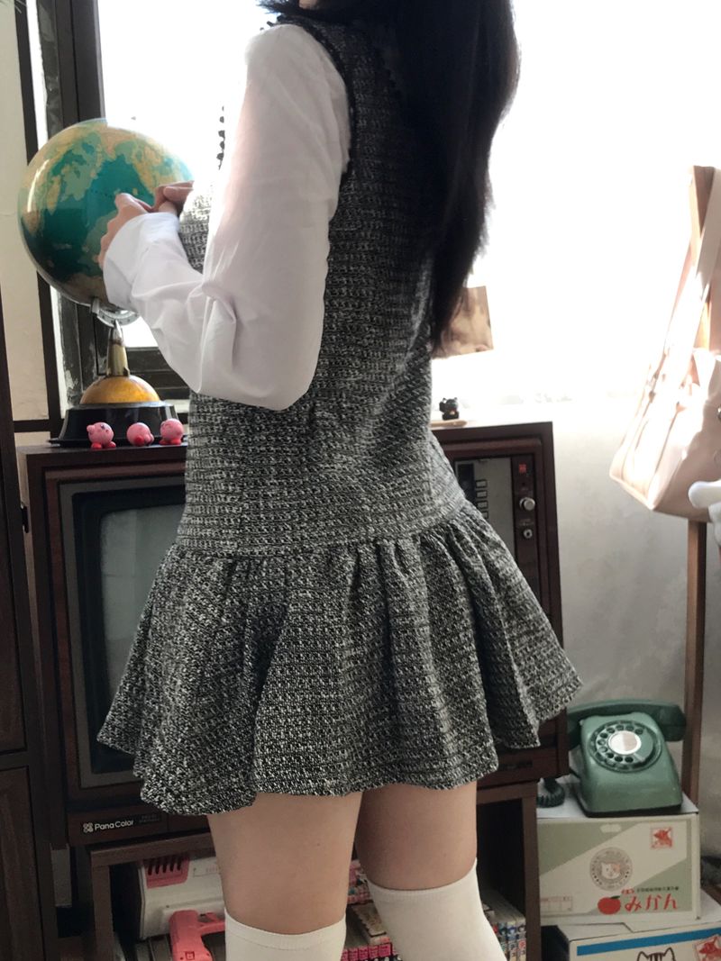 Classic Tweed Mini Frill Dress