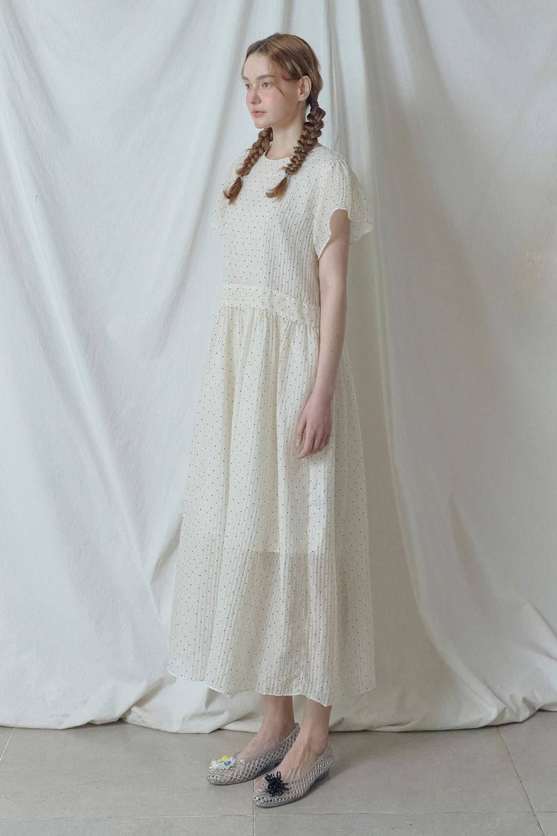Audrey Dot Dress [Cream]