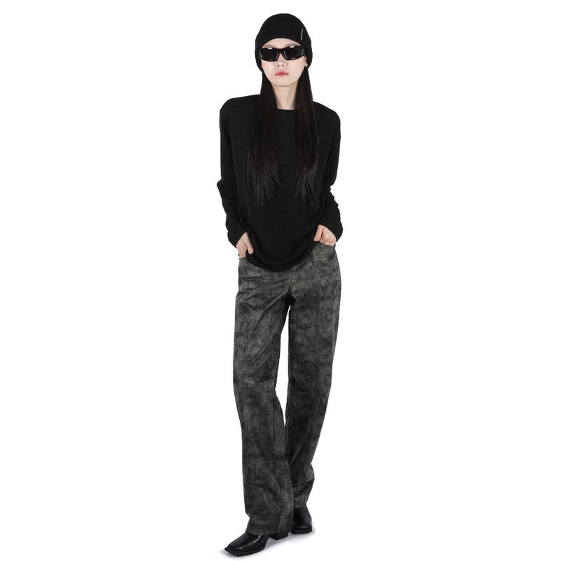 METAL LABEL BOLD KNIT BEANIE BLACK