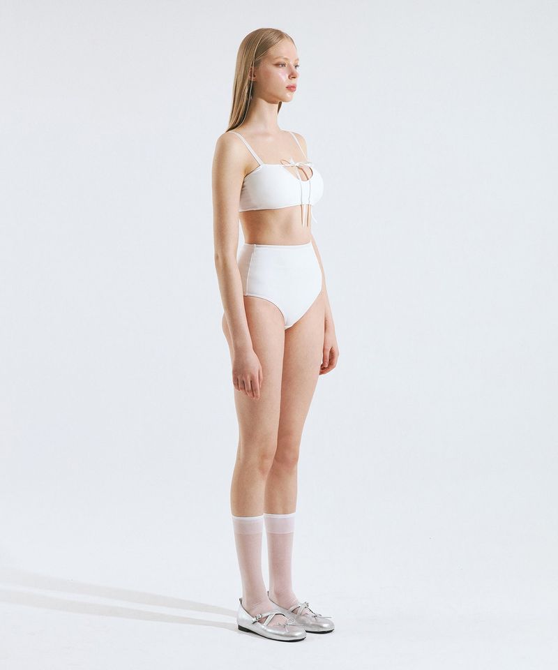 Ribbon V Bikini Bra (White)