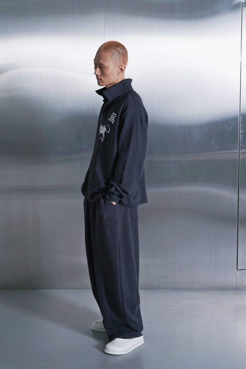 MU-WI PIN-KNIT COLLAR-TEE (Charcoal)