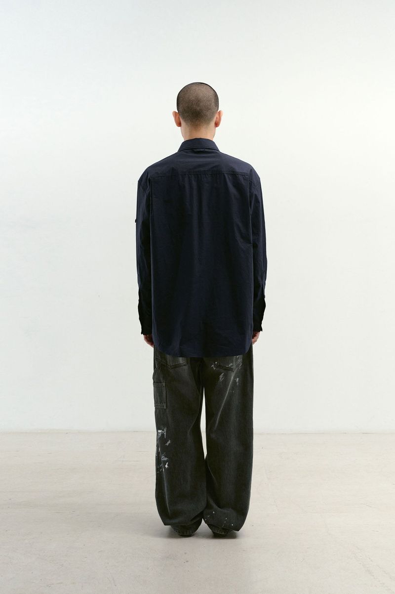 Aged Splatter Carpenter Denim Pants(Washed Black)