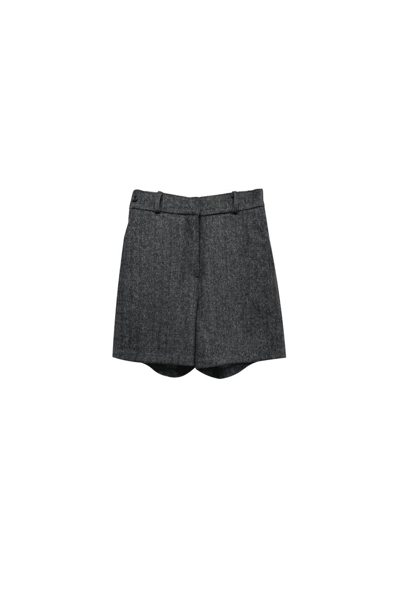 CLASSY HERRINGBONE WOOL SKIRT PANTS / CHARCOAL