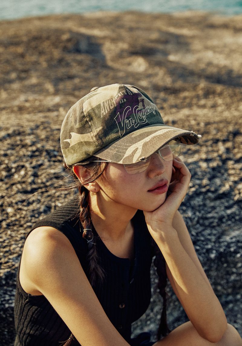LETTERING LAYER CAMO BALL CAP