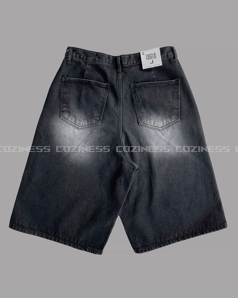 TR2458 Cat Black Bermuda Denim Pants (S ~ L)