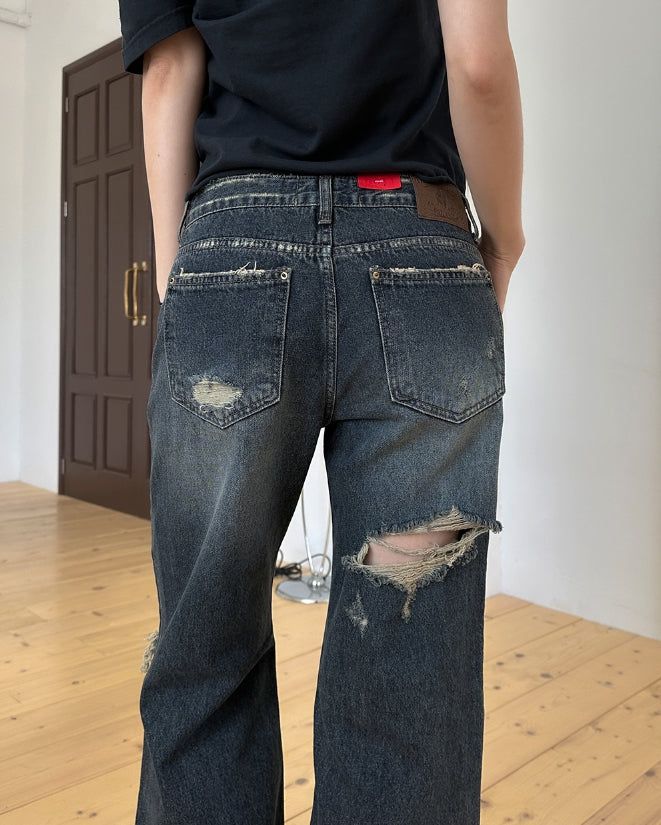 Tiu Damaged Bootcut Denim Pants