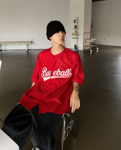 メッシュベースボールシャツ