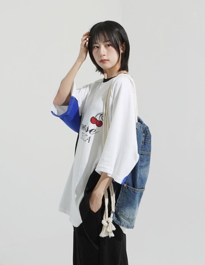 Color block raglan over t-shirt