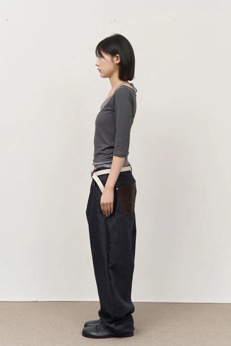 Peo Back Leather Denim