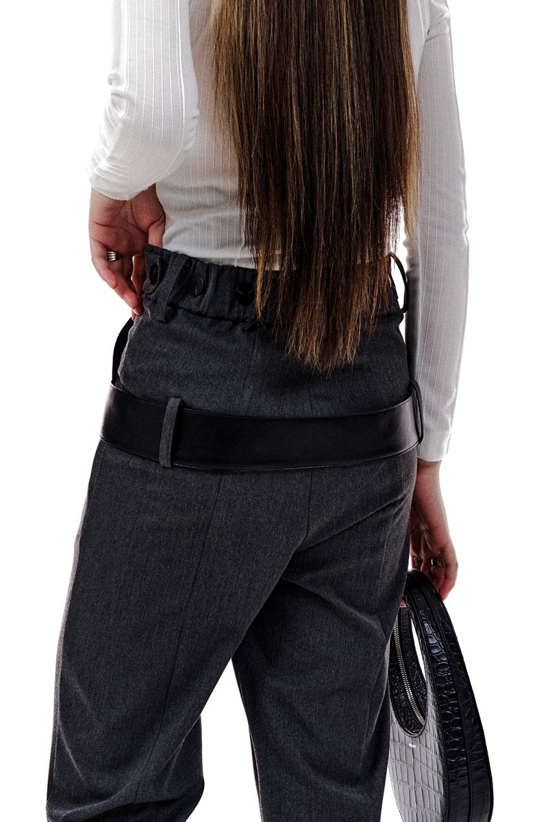 LEATHER STRAP TAILORED PANTS