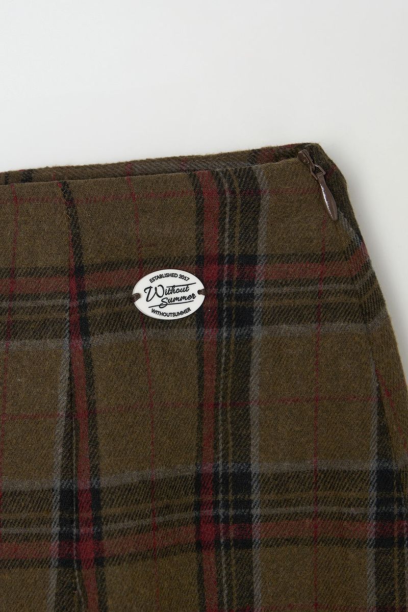 Falling long skirt_check brown