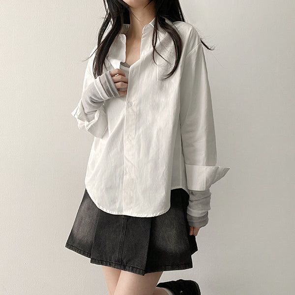 Pastel mood loose fit basic pocket shirt