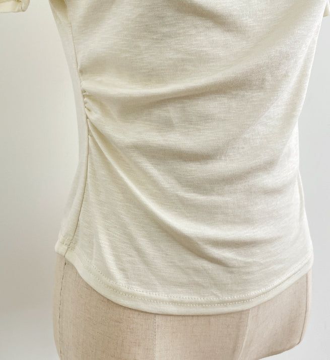 Kelly Unbalanced Drape Short Sleeve Tee-Blouse