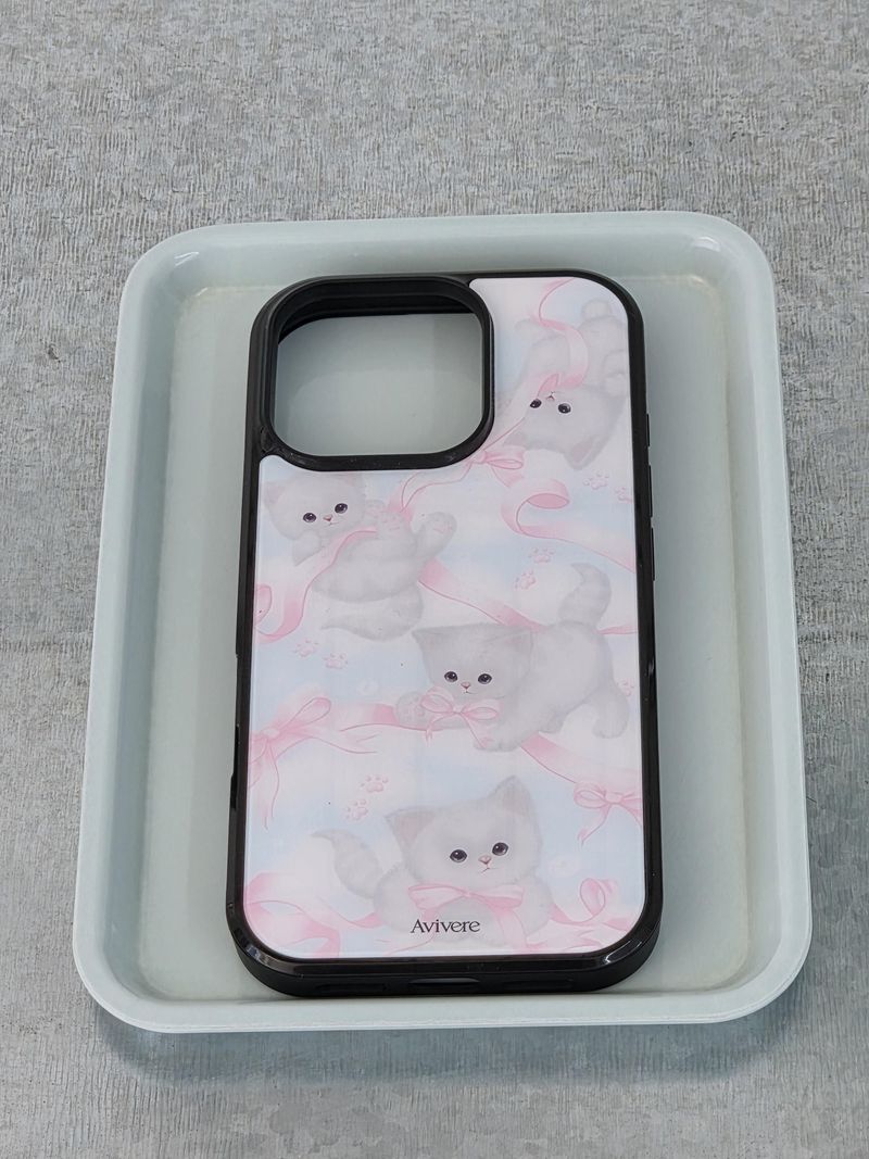 [MADE] Puffy kitty glass bumper case