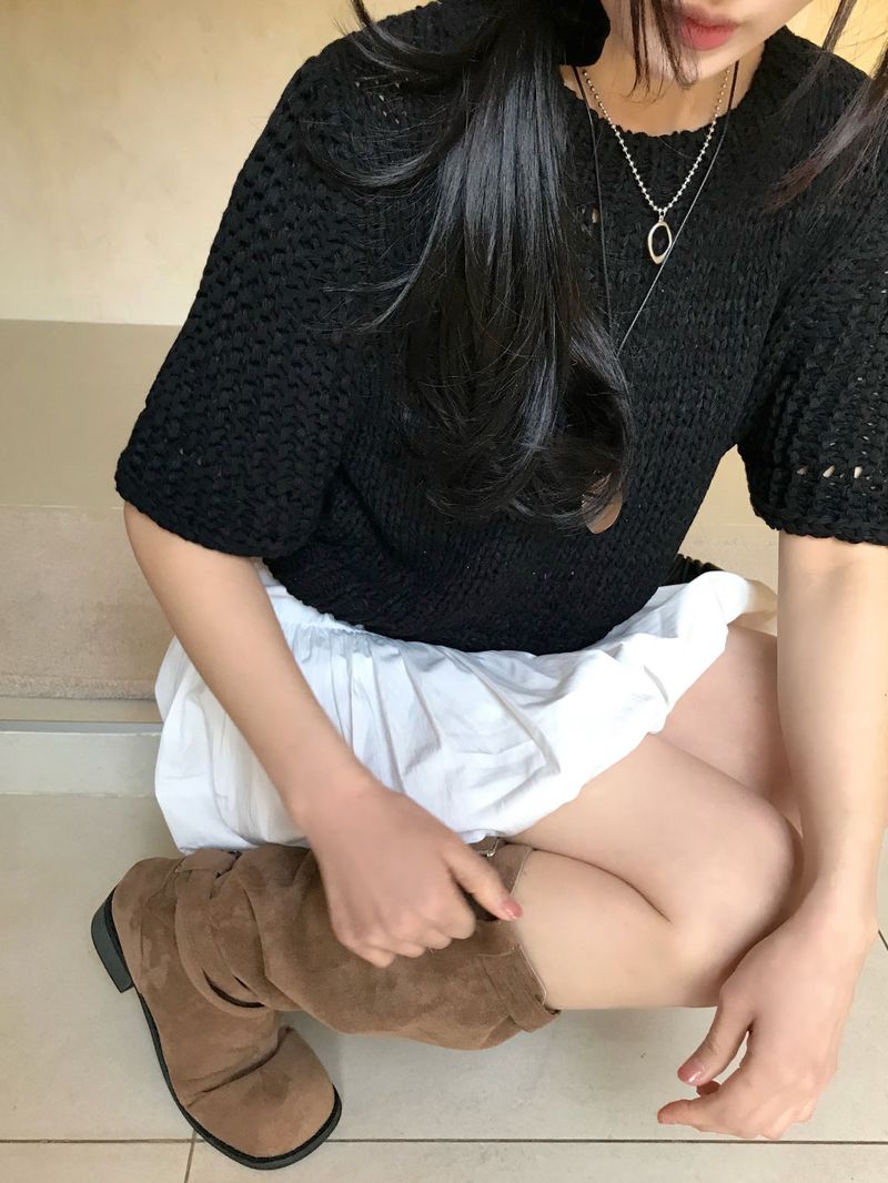 Reve Sand Loose Fit Mesh Half Knit