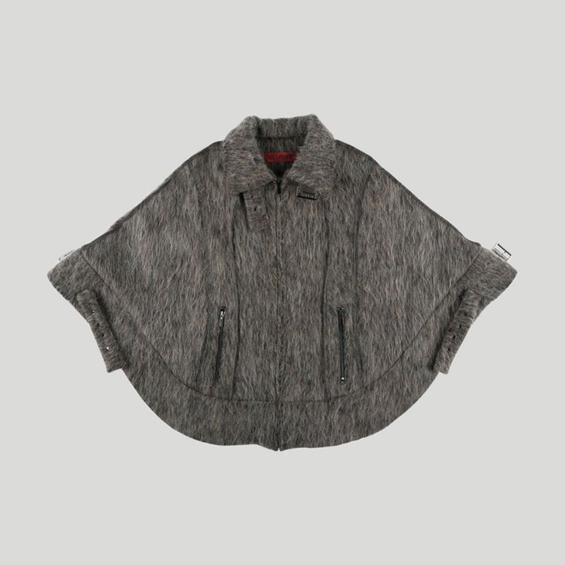 HAIRY BELTED CAPE COAT