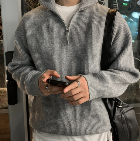  Logane Drake Cash-Like Half Zip-Up Knit