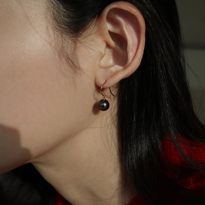 14K goldfilled hook balck pearl earring