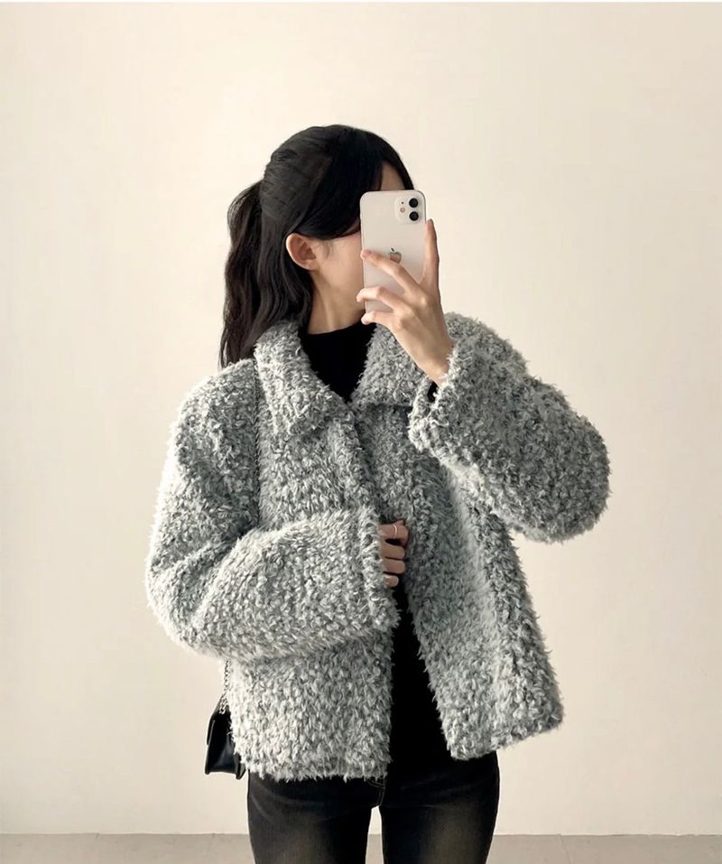 Cyan collar neck popgle short jacket