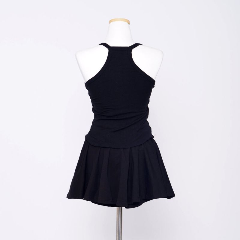 Yeori 3-Piece Set: T-shirt + Sleeveless Bra Top + Elastic Skirt Shorts