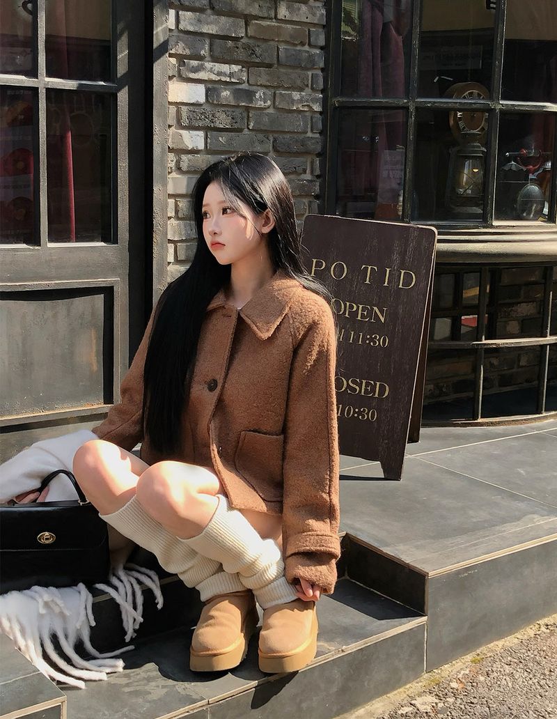[BELLIDE MADE] fluffy wool collar short coat