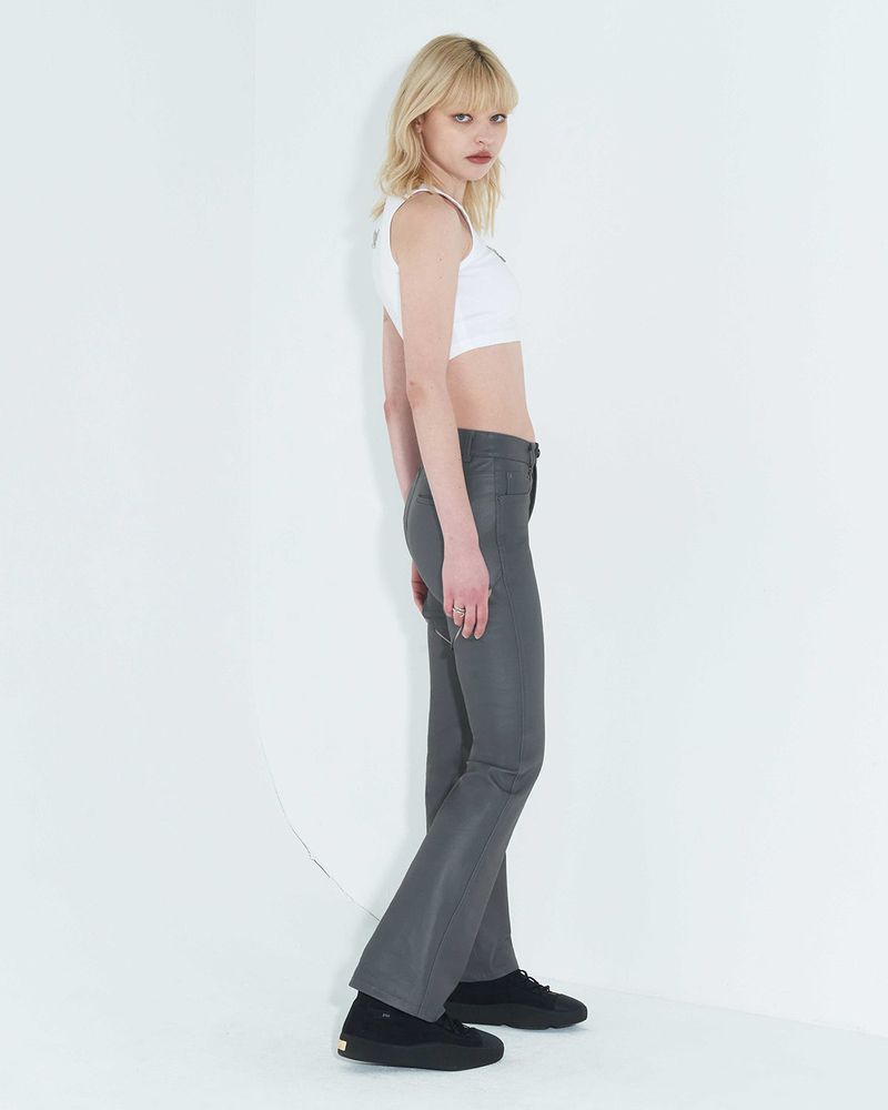Coated Back Slit Jeans _ Grey