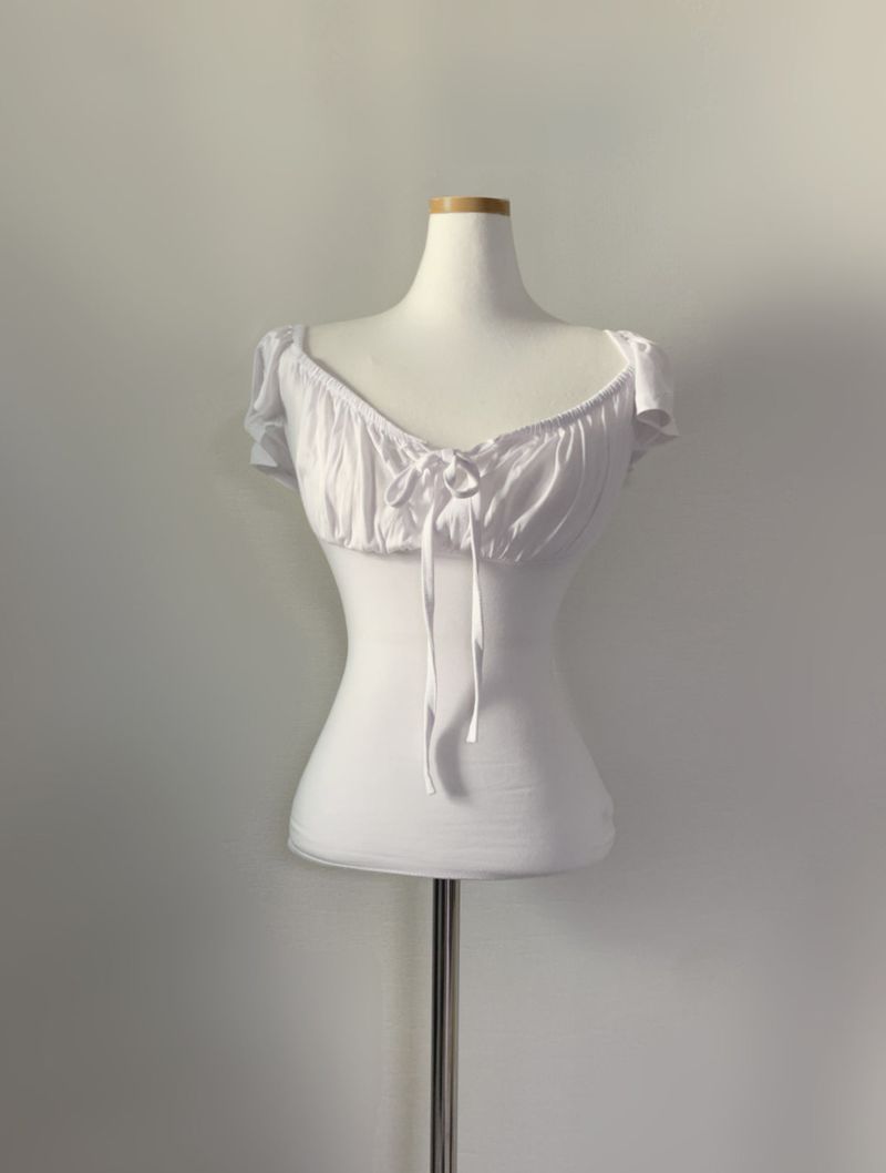 Elisebe Strap Shirring Top (white)