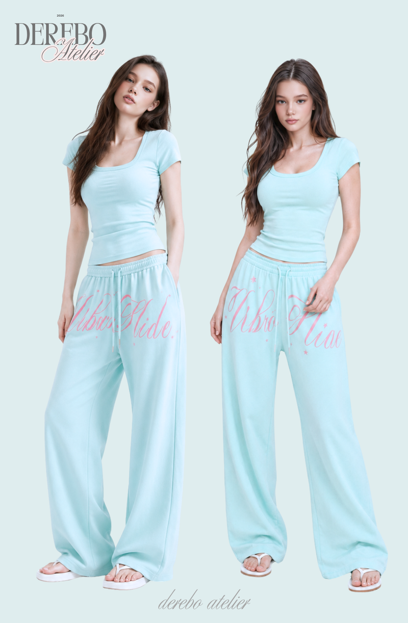 Taylor Mint Lettering Casual Wide Pants (TOP)