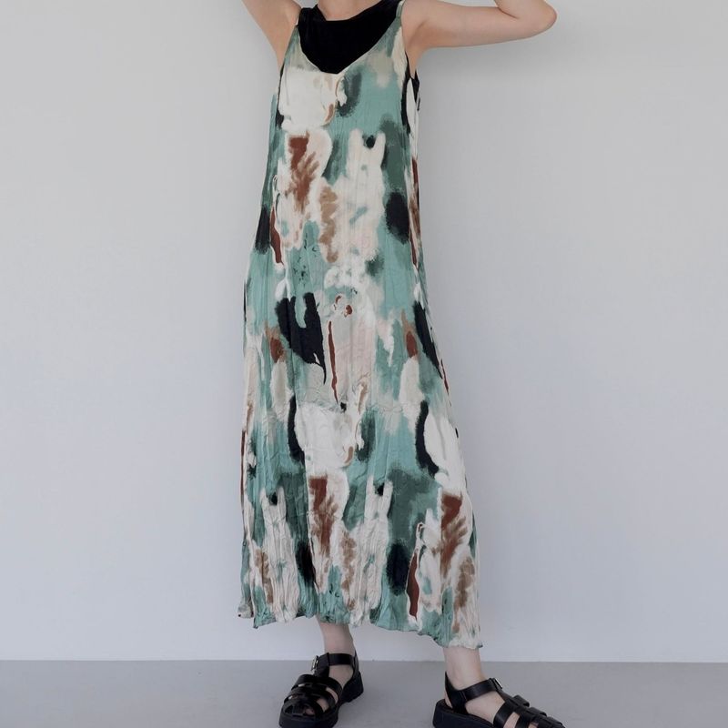 Uenui（ウニュイ）の「Wrinkle marble cami one piece（Dresses）」
