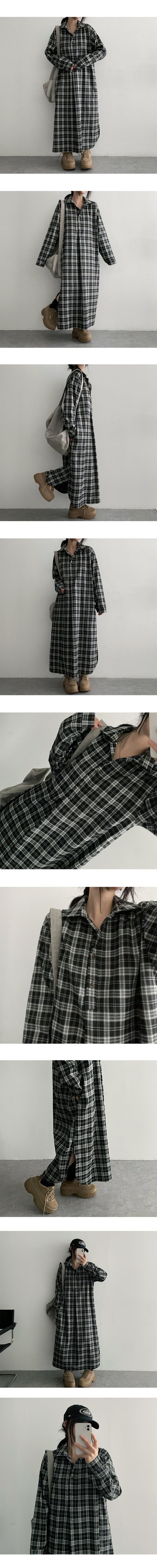 [High quality!] Ritom Thin Checkered Long Dress (2 colors)