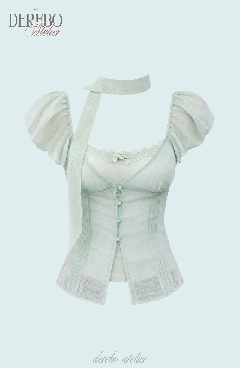 antique mint chiffon blouse