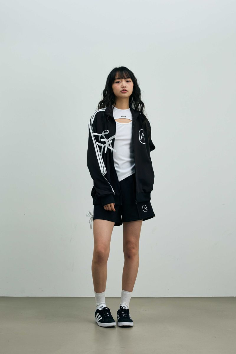 RIBBON JERSEY TRACK SHORTS PANTS / NAVY