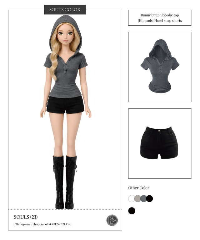 Bunny button hoodie top (4color)