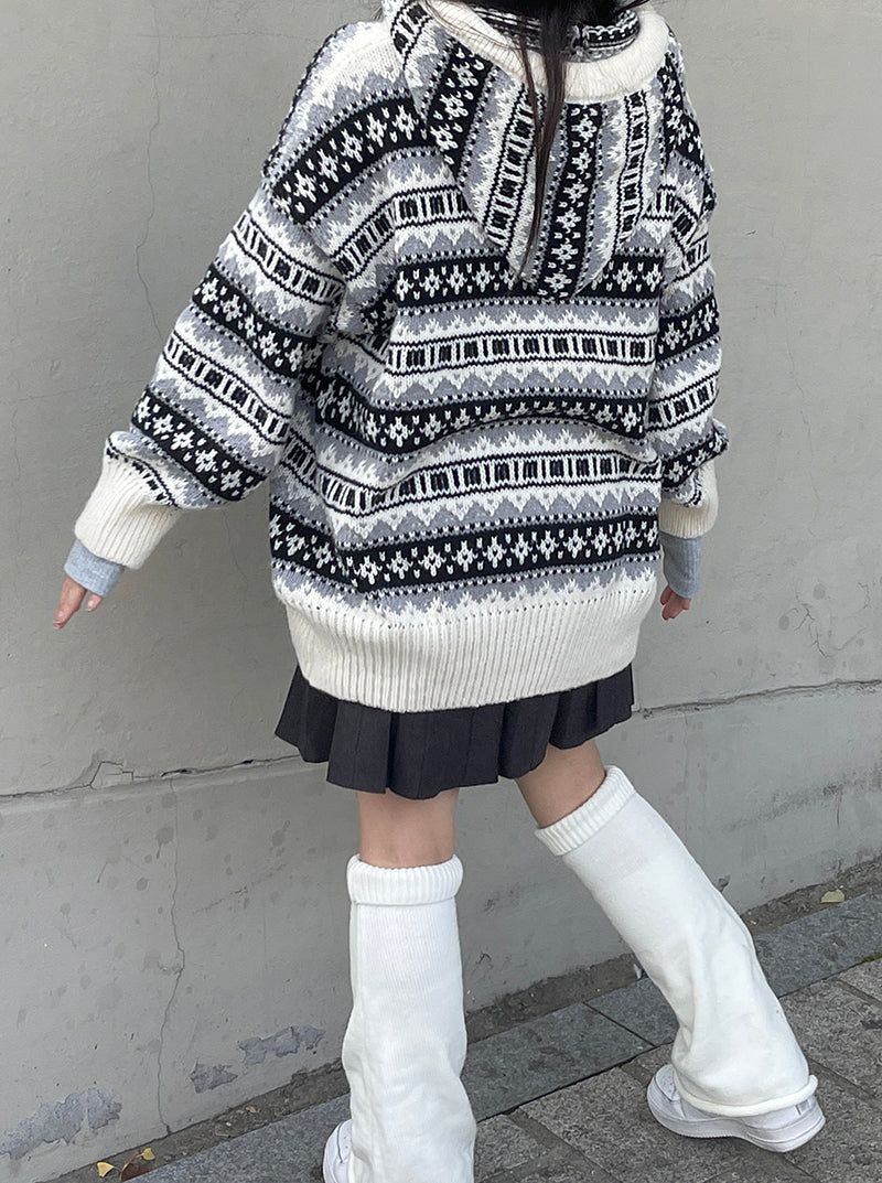 Igloo hooded long knitwear