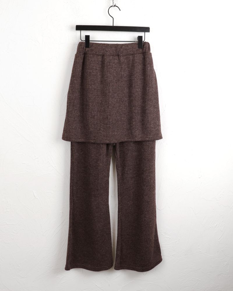 Fisha brushed ribbed skirt pants wide bootcut pants