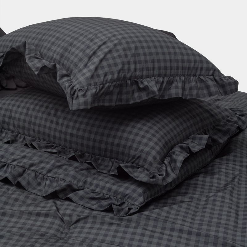 Dust-Free Gingham Check Frill Pillowcase