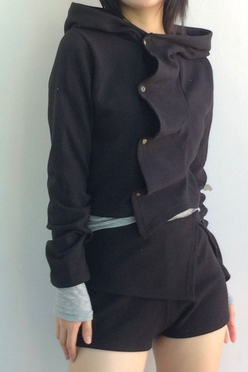 Rough Cutout Hoodie Jacket