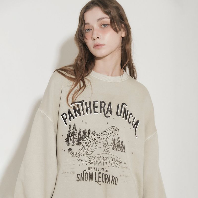 AWE BORN US（アボンアス）の「SNOW LEOPARD PRINT SWEATSHIRT [brushed] [BEIGE]（Tops）」