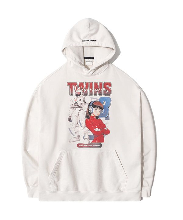 QT8 GARMENTS（キューティーエイトガーメント）の「RG Twins Vintage Washed Hoodie (Ecru)（Tops）」