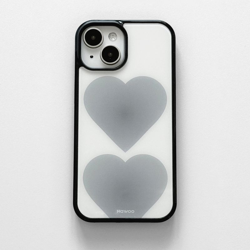 heart glossy glass bumper case (grey)