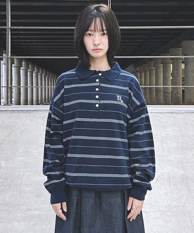 DAMISH（ダミッシュ）の「ゴシックDロゴストライプカラーニット_ネイビー（トップス）」