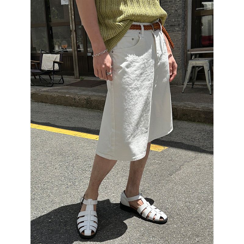 [S/S] White cotton bermuda pants
