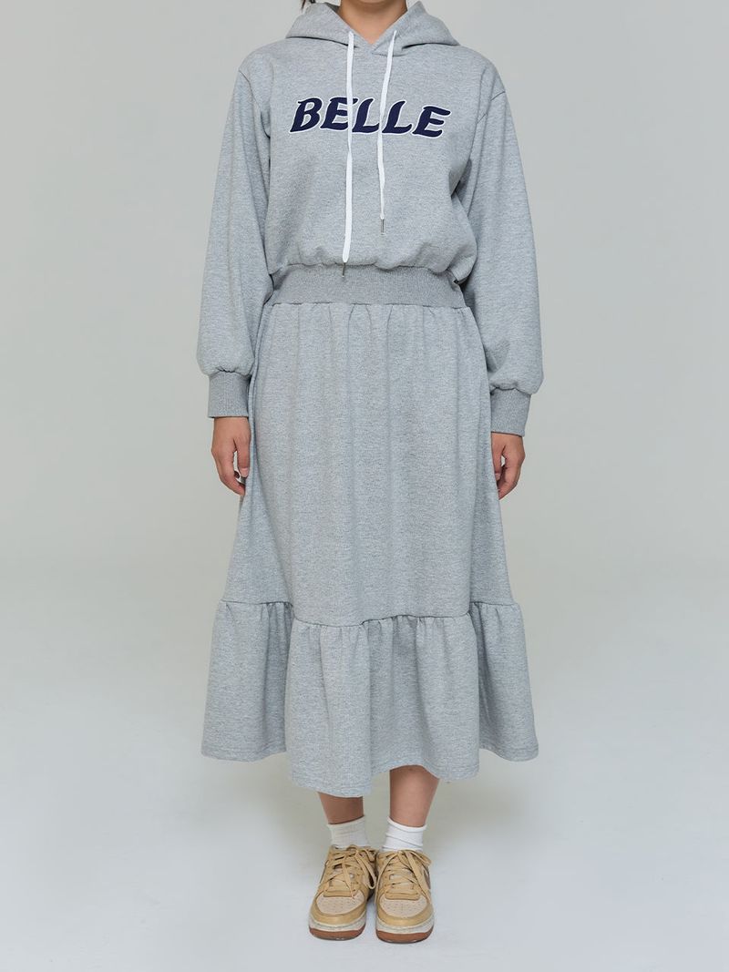 BELLE HOODED LONG DRESS - GRAY