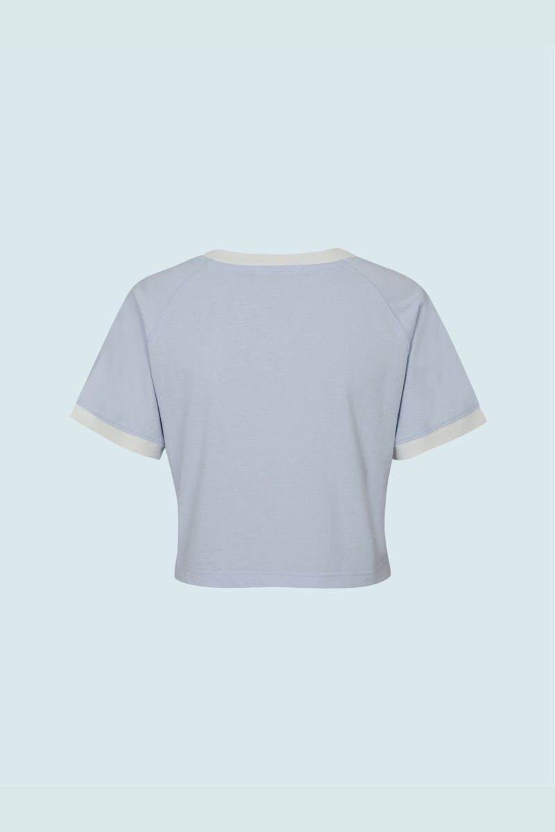 CONTRAST REGLAN CROP T-SHIRT (LIGHT BLUE)