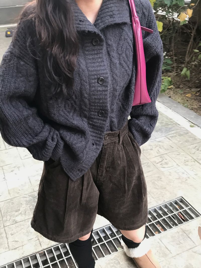 Wool fisher high neck cardigan 