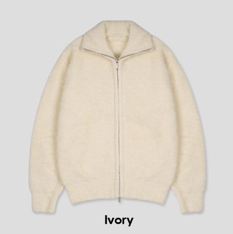 Neville two-way angora knit zip-up