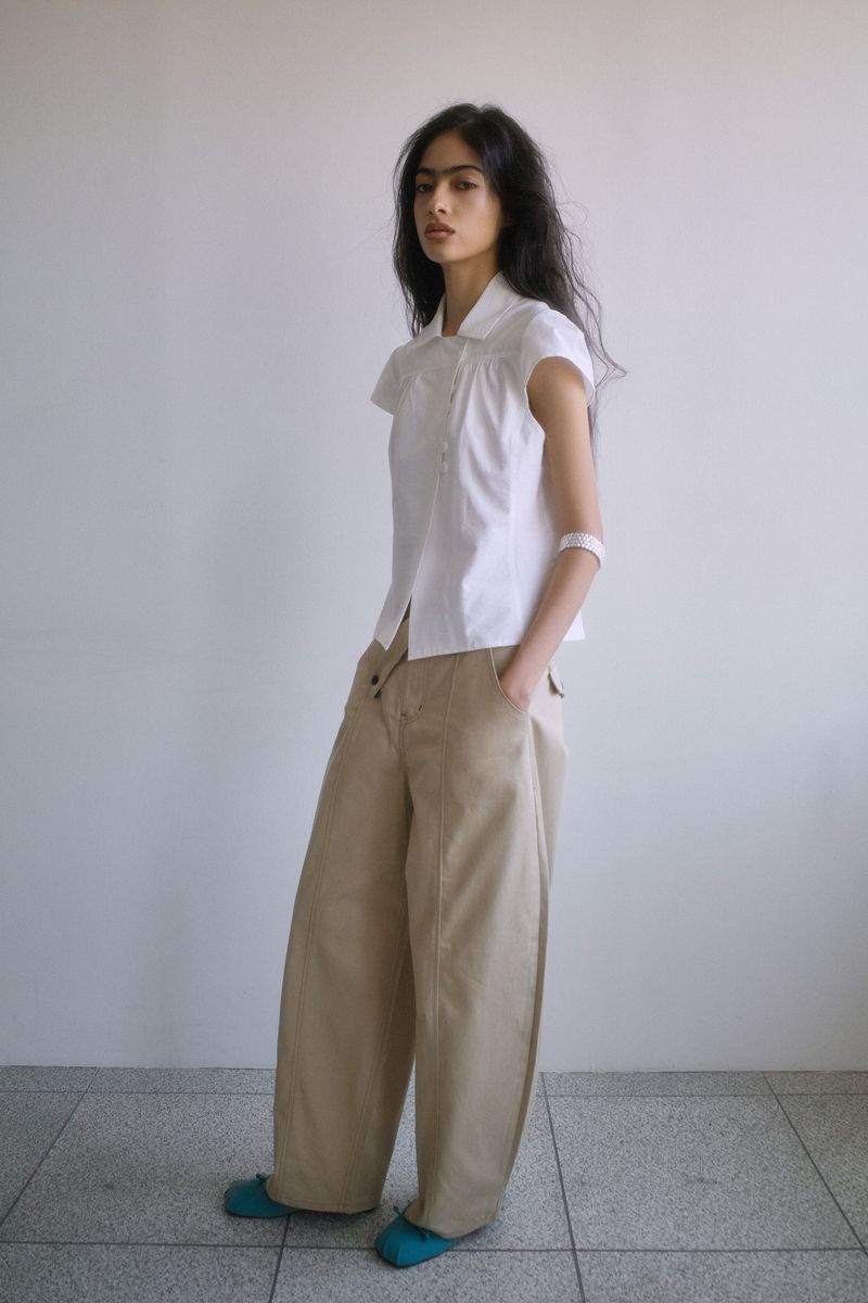 26SS★ WRAP CURVED COTTON TROUSER