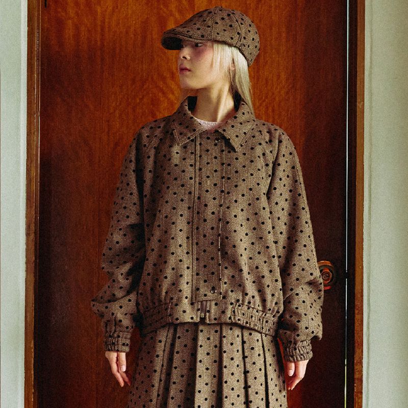 KOOKEESEE(クキシ)の「Wool Dot Herringbone Jumper (brown)(Jackets/Outerwear)」